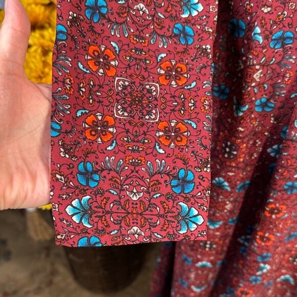 June & Hudson Dark Floral Empire Waist Long Sleeve Maxi Dress - Picture 7 of 14